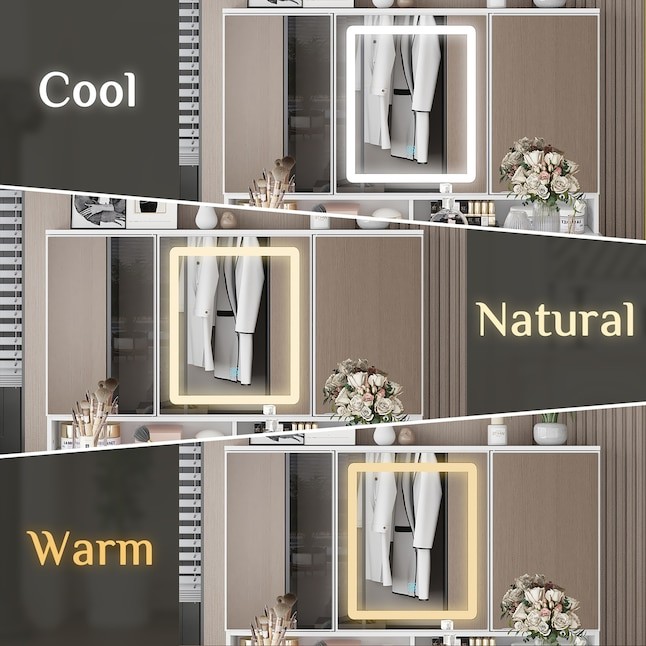 FUFU&GAGA 43.3-in White Makeup Vanity With Led Light