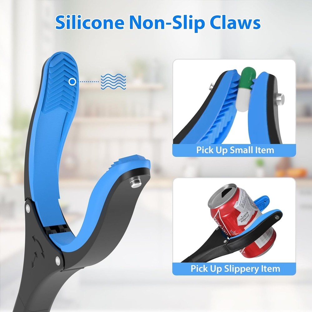 2-Pack 34” Grabber Pickup Tool - Enhanced Grip & Folding Design