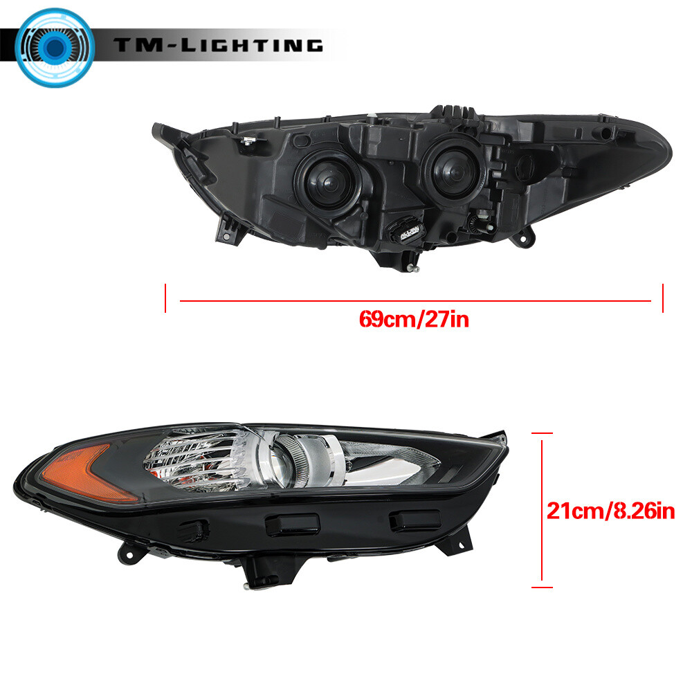 For 2013-2016 Ford Fusion Headlight Headlamps Assy Black Halogen Left&Right Side