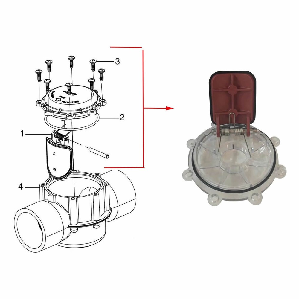 Pool 7056 Check Valve Cover with Flapper Assembly For Jandy