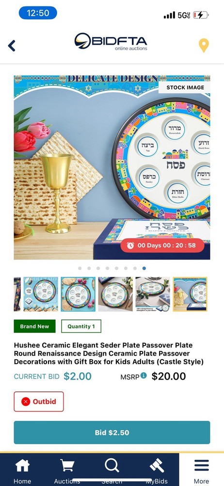 Ceramic Elegant Seder Plate Passover Round Design