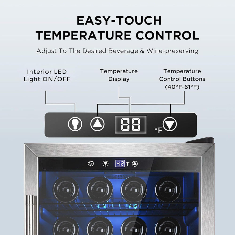 Large Beverage & Wine Fridge with Smart Temp Control & Child Lock