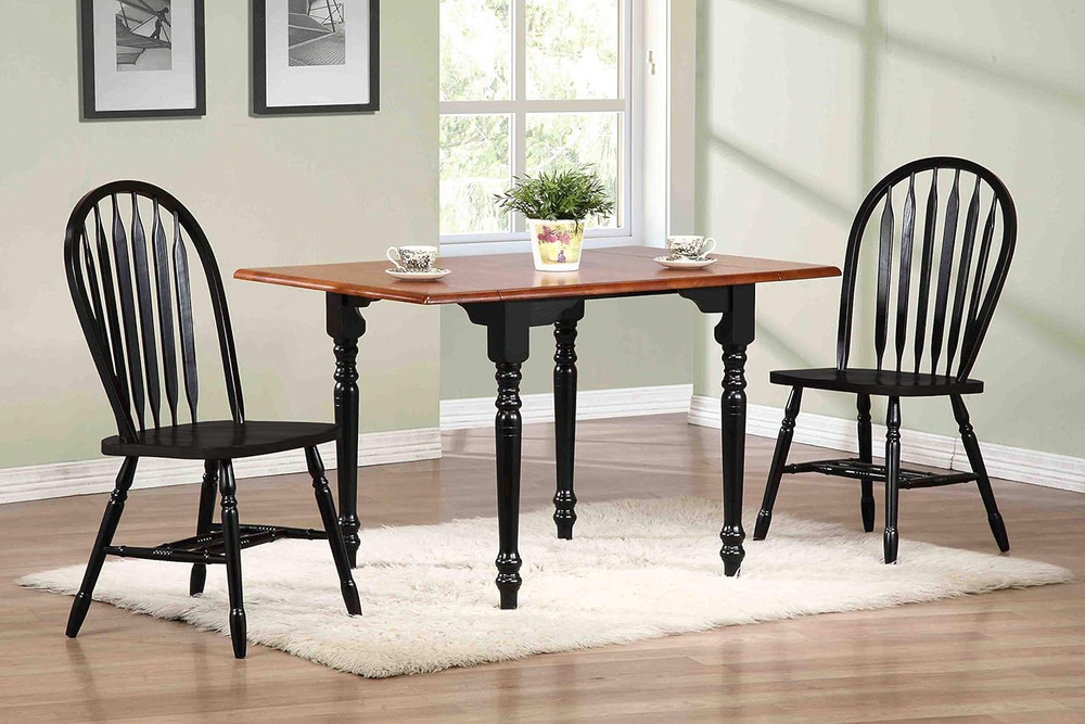 Antique Black & Cherry Extendable 48" Drop Leaf Dining Table