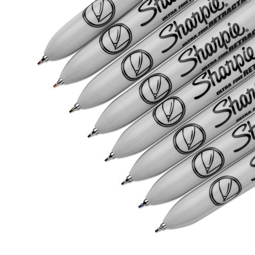 Sharpie Assorted Retractable Permanent Marker, Extra-Fine Needle Tip, 8/Set