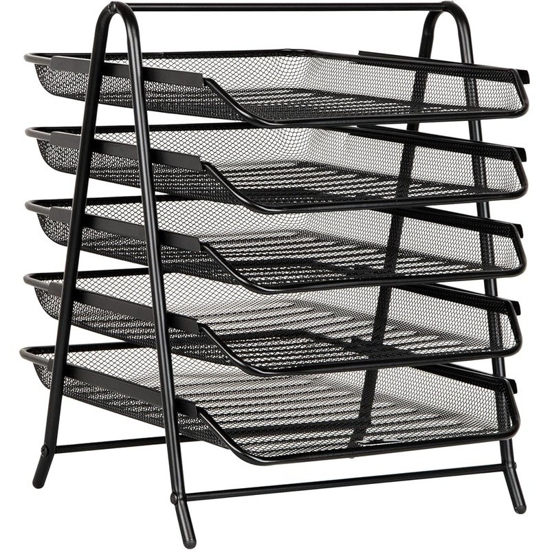 Durable Five Color-Coded Sorting Trays Classroom Organization Metal Mesh Design