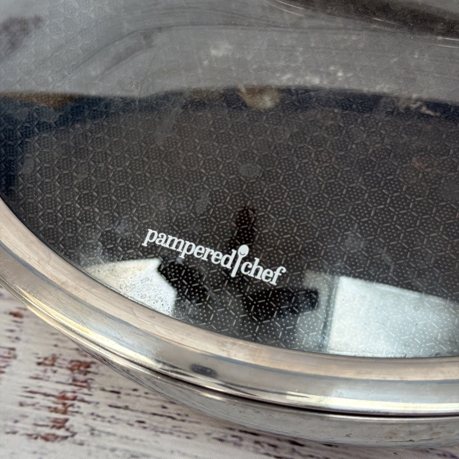 Pampered Chef 12" Stainless Steel Pan HEX Clad SKILLET w/ GLASS LID!
