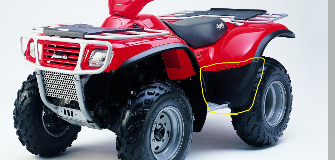 KAWASAKI PRAIRIE 650, 700 REAR FENDER LEFT FLOORBOARD MUD GUARD 35019-1393-6Z