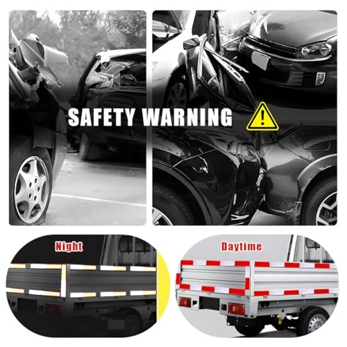 10 PCS Rectangular Safety Reflectors, Plastic Self Adhesive Safety Red+White