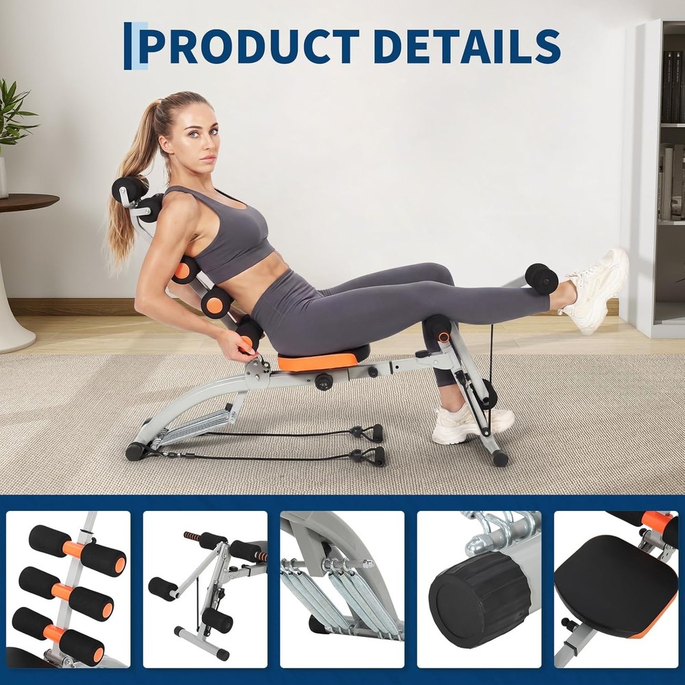 Multifunctional Ab Machine Adjustable Sit Up Bench Foldable w/ Back Support