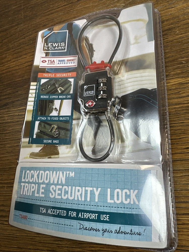 Lewis N. Clark Triple Security Lock - Resettable Combination Lock, Black, TSA80