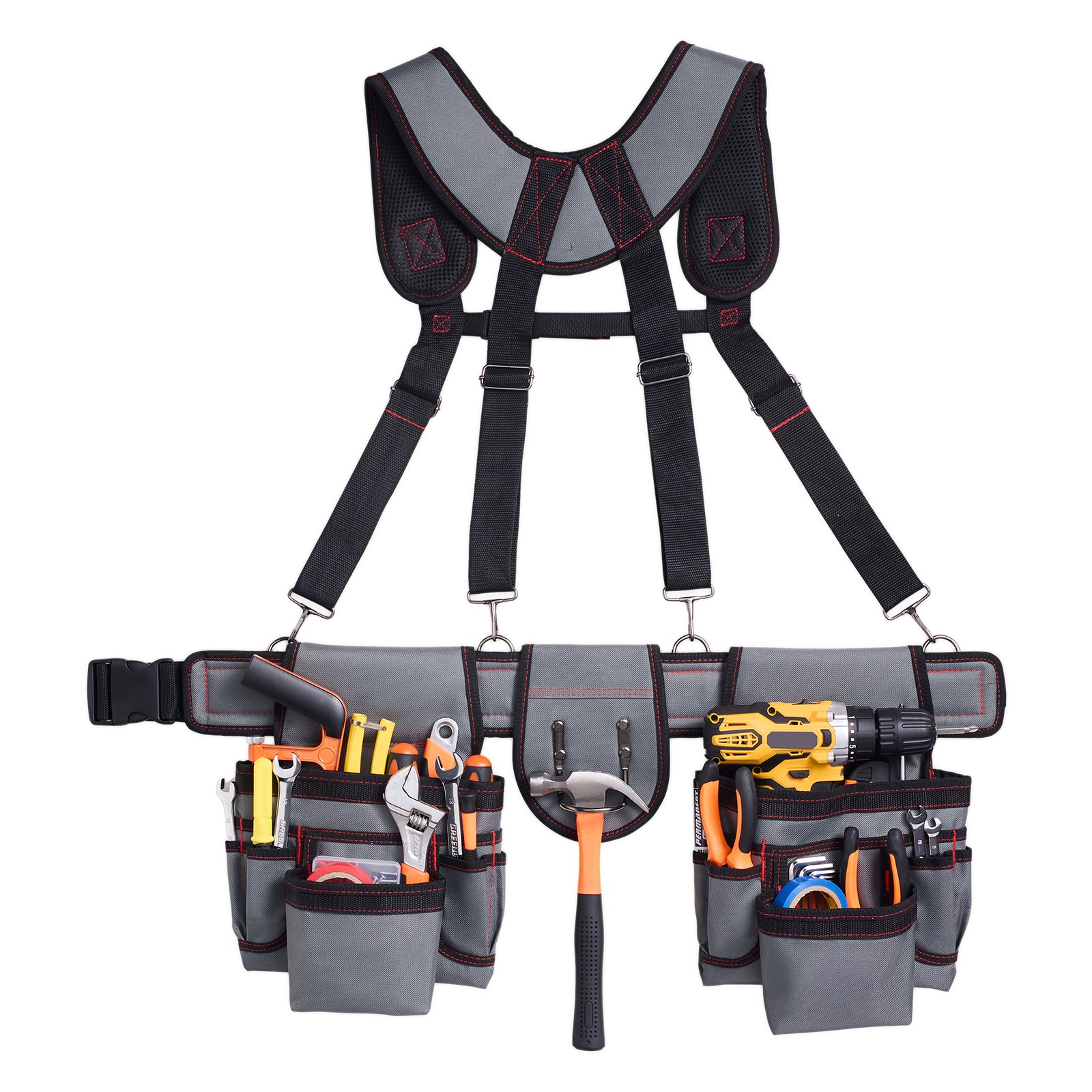 Uimoso Electricians Tool Belt with Suspenders and 22-Pocket Tool Pouch