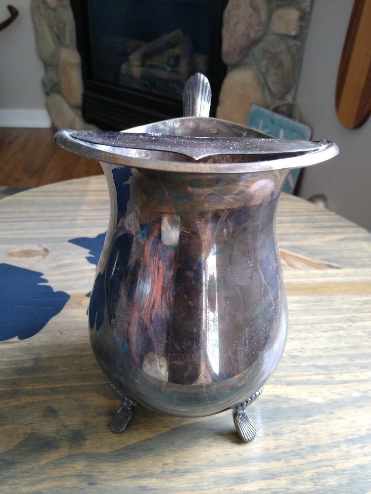 Footed Towle Silverplate Water Pitcher With Ice Guard