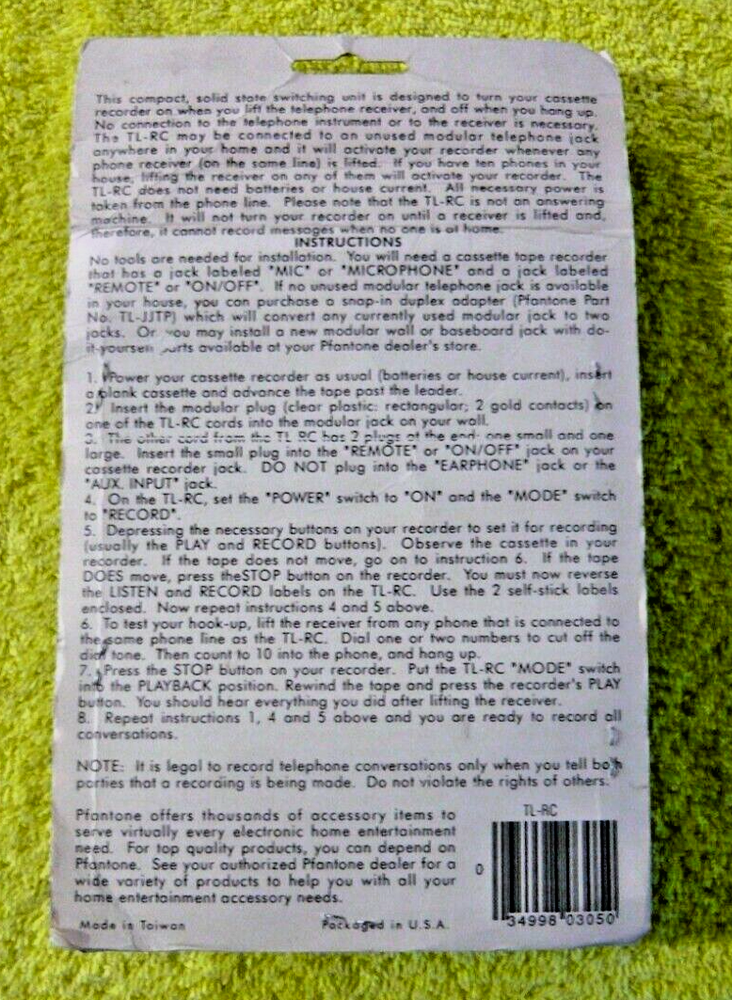 TL-RC Telephone Recording Control