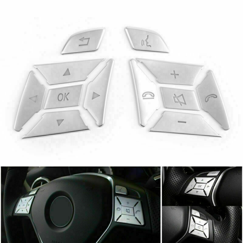 Steering Wheel Button Silver Trim For Mercedes Benz E300 E350 E400 2012-2017