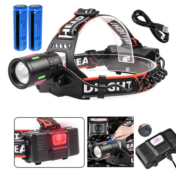 99000000LM Most Powerful LED Zoomable Headlamp Rechargeable Head Torch Headlight