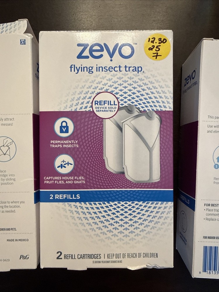 3 Boxes: ZEVO Flying Insect trap (2 Refill Cartridges)