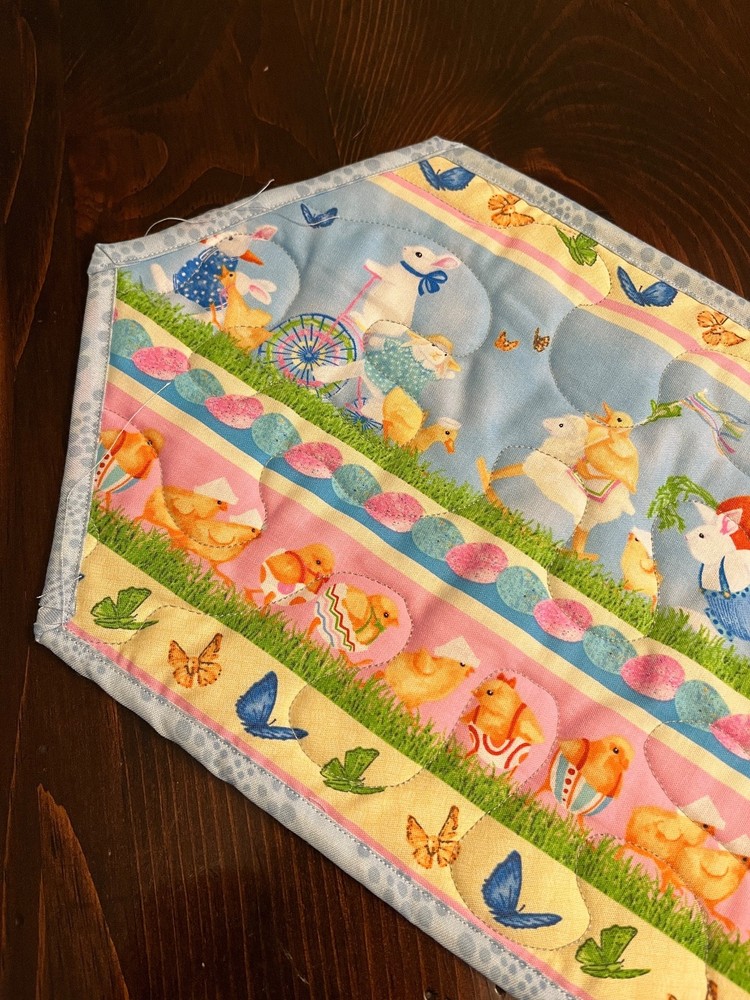Handcrafted-Quilted Table Runner -Easter Eggs, Bunnies, Chicks, Butterflies NEW