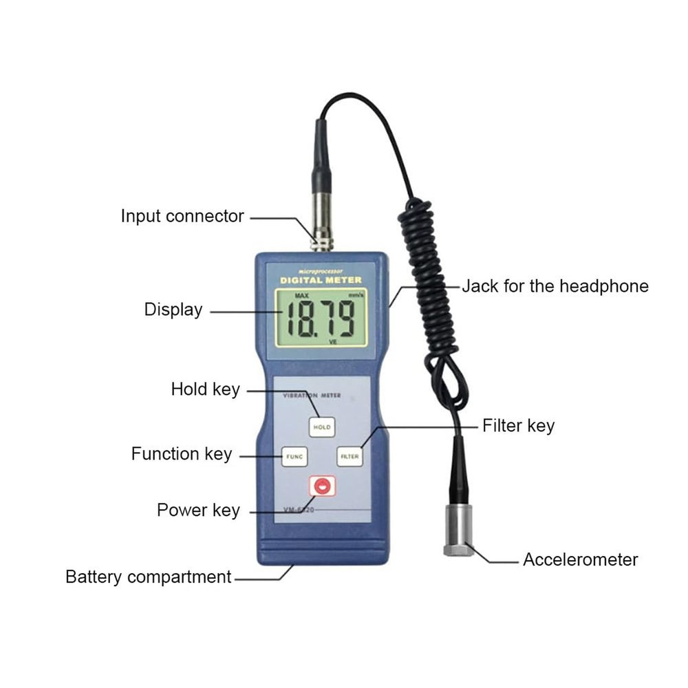 Digital Vibration Meter VM-6320 Vibration Analysis Meter Mechanical Vibration...