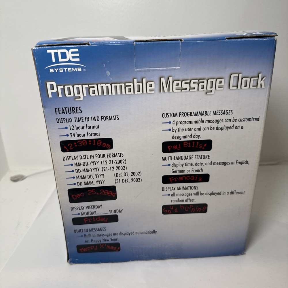 TDE Systems Programmable Red LED Message Clock Floating Message Working