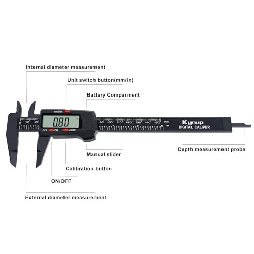 Digital Caliper, Caliper Measuring Tool with LCD Screen, 150mm Black