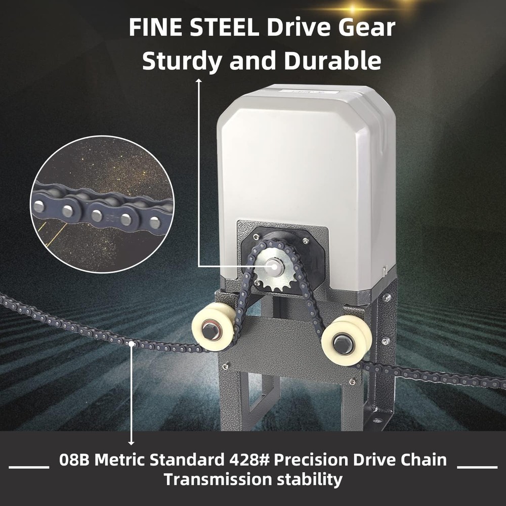 JIELI JY7 Automatic Sliding Gate Opener with 4 Remote Controls, Gate Operator...