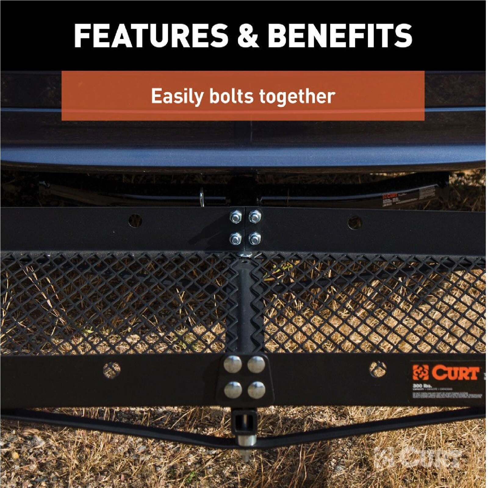 Curt 18110 Fixed 48"x20" Tray Style Cargo Carrier for 1-1/4" Receiver Tube