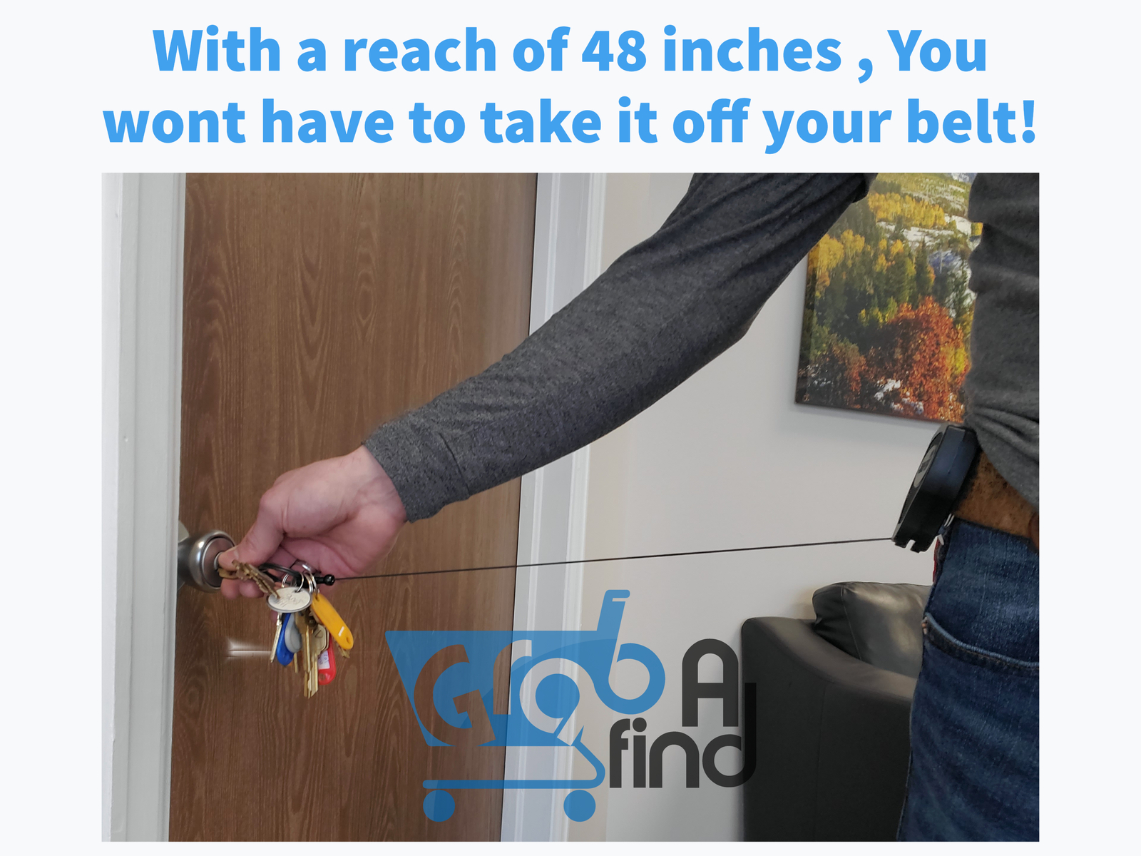 KEY-BAK SUPER48 Locking Retractable Keychain, Steel Belt Clip, Made in the USA