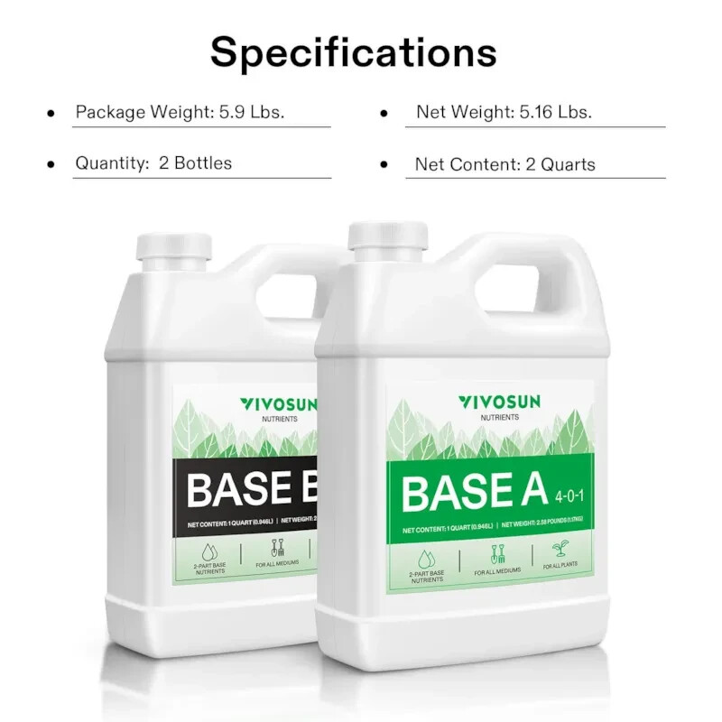 VIVOSUN Nutrients Base A & B Bundle, Liquid Fertilizer Supports Vegetative