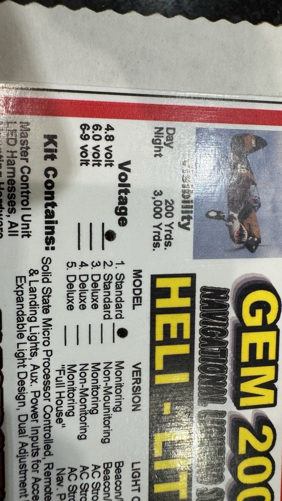Gem 2000 RC Helicopter Navigation Light System. Nav &landing lights inoperable.