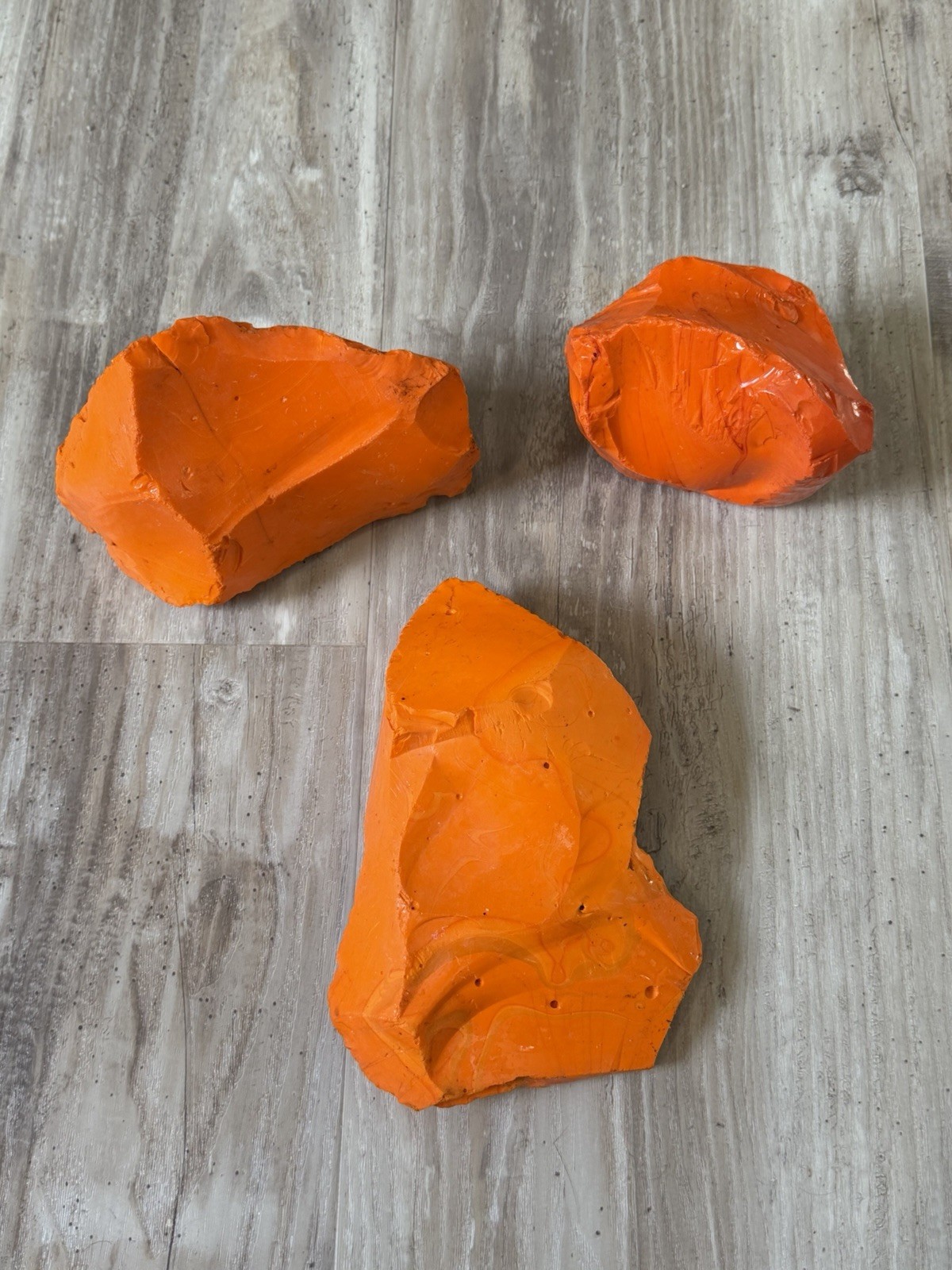 3pc Glass Rock Slag Opaque Fire Orange 6.39lbs TOTAL Rocks Landscape Aquarium