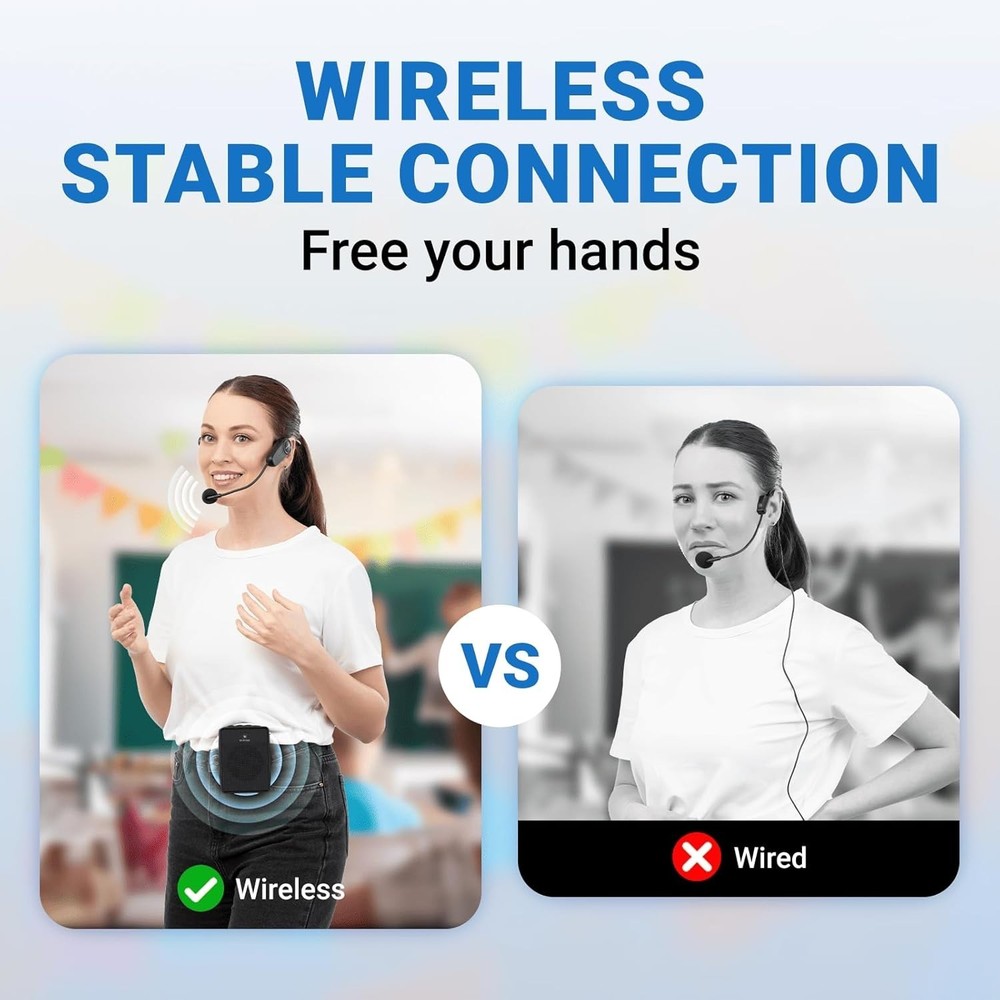 Ultra-Lightweight Wireless Microphone Headset for Effortless Voice Amplification