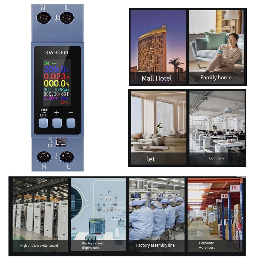 DIN Rail Compatible KWS303 Multifunctional Power Meter for Efficient Use