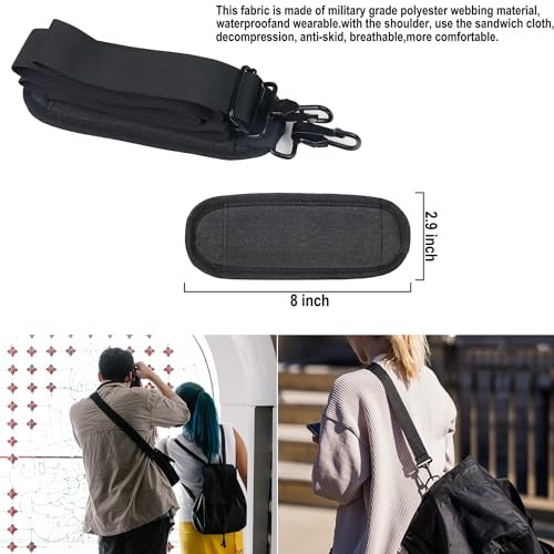 56 inch Shoulder Strap, Universal Adjustable Thick Soft Duffel Bag Black