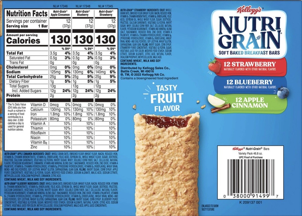 Nutri-Grain Bars Variety Pack, 1.3 Oz., 36 Pk.