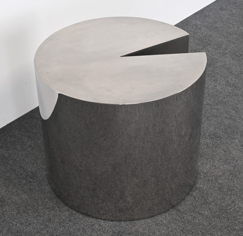 Leon Rosen Pace Style Solid Stainless Steel Side Table, 1980s