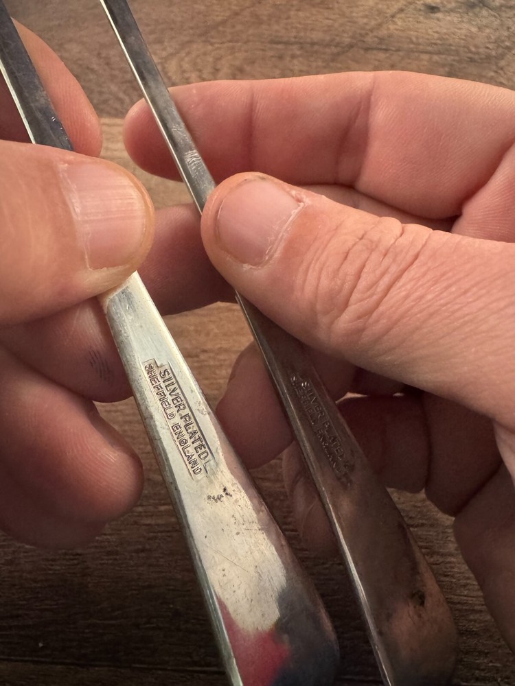 Sheffield Silverplated Salad Server Set Fork Spoon Rattail Pattern