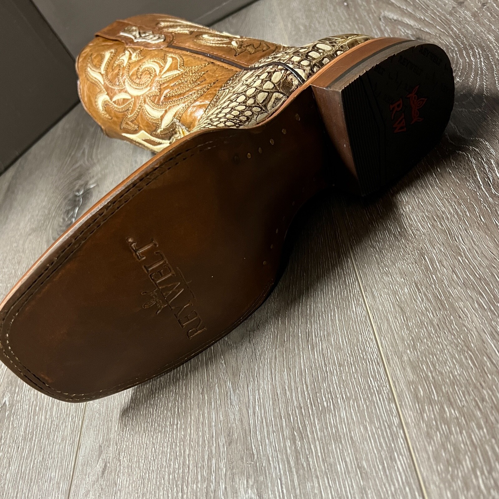 MEN'S RODEO COWBOY ALLIGATOR NECK PRINT WESTERN SQUARE TOE BOOTS MEXICO PRODUCT