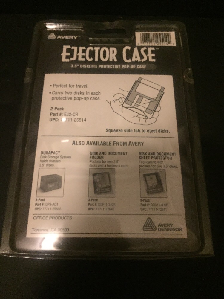 Avery Ejector Case 3.5” Diskette Protective Pop-Up Case 2 Easy View Cases NIP OS