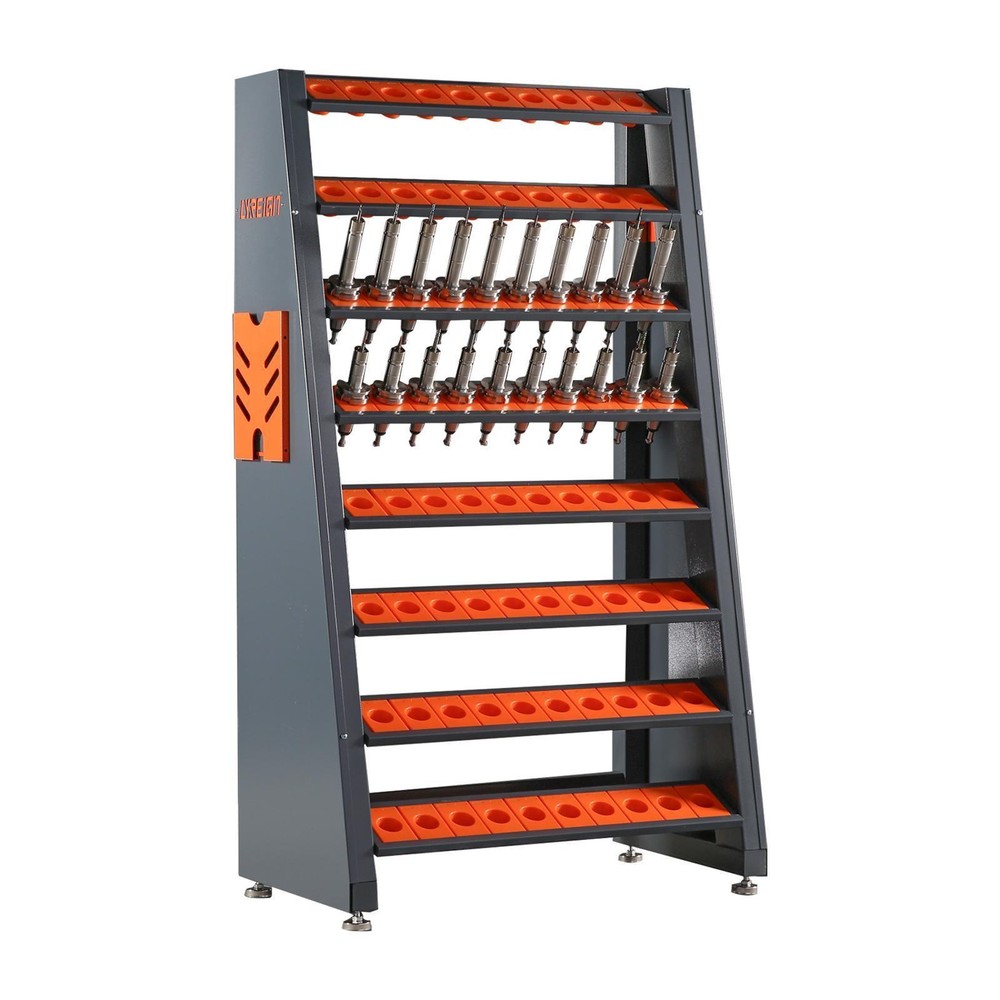 CNC Tool Rack with Cushioned Holders, CAT/BT40 Model, Rust-Resistant, 8-Row