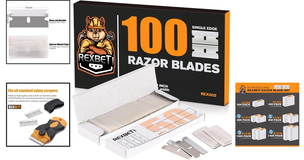 Individually Wrapped Single Edge Razor Blades - Ideal for Paint & Decal Removal
