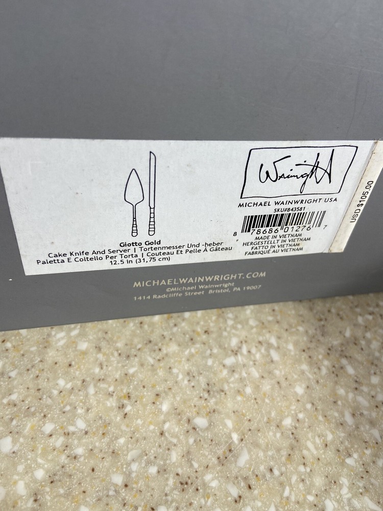 michael wainwright cake knife and server giotto gold