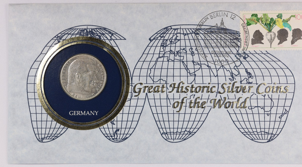 1936 Germany 5 Marks Berlin Mint Great Historic Silver Coin with Envelope