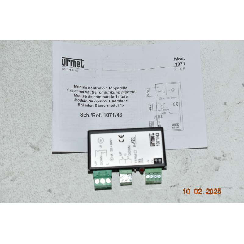 1071/43 Urmet 1 Channel Shutters Control Module