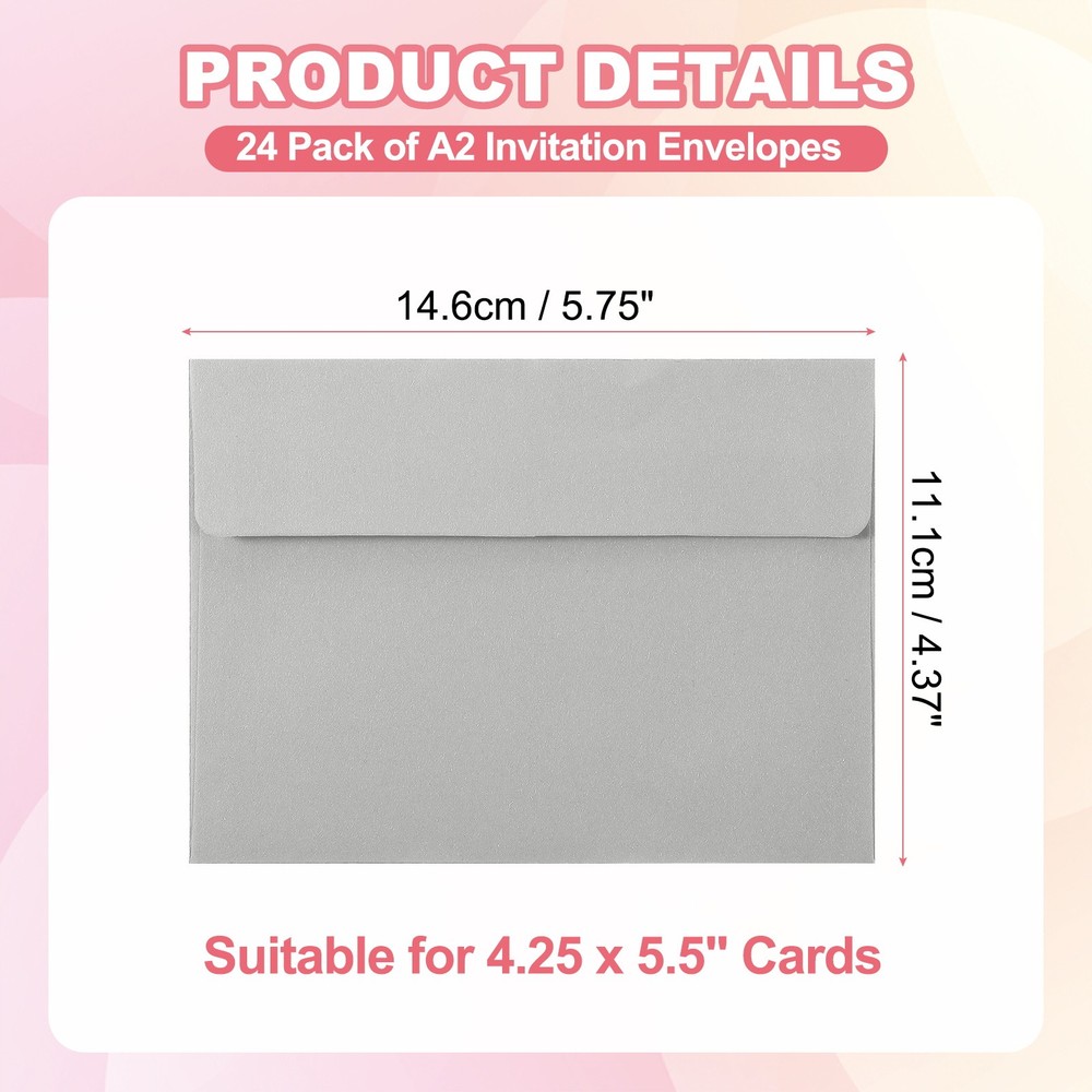 24Pack A2 Envelopes, Gray Invitation Envelopes4-3/8" x 5-3/4"