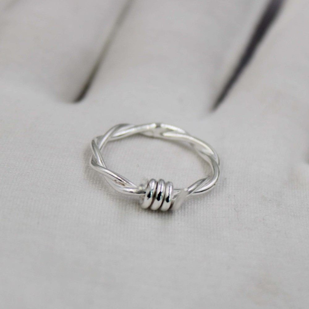 Handmade 925 Sterling Silver Twisted Wire Ring Minimalist Stackable Band Gift