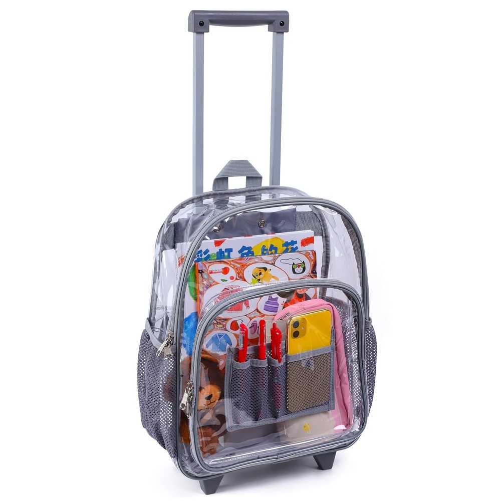 Rolling Clear Backpack, Heavy Duty Cold-Resistant Transparent PVC Backpack wi...