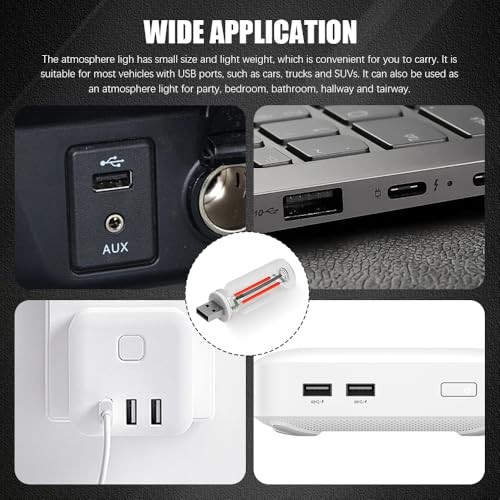 USB LED Car Interior Atmosphere Light, Auto Interior Lights, Plug-in USB Red