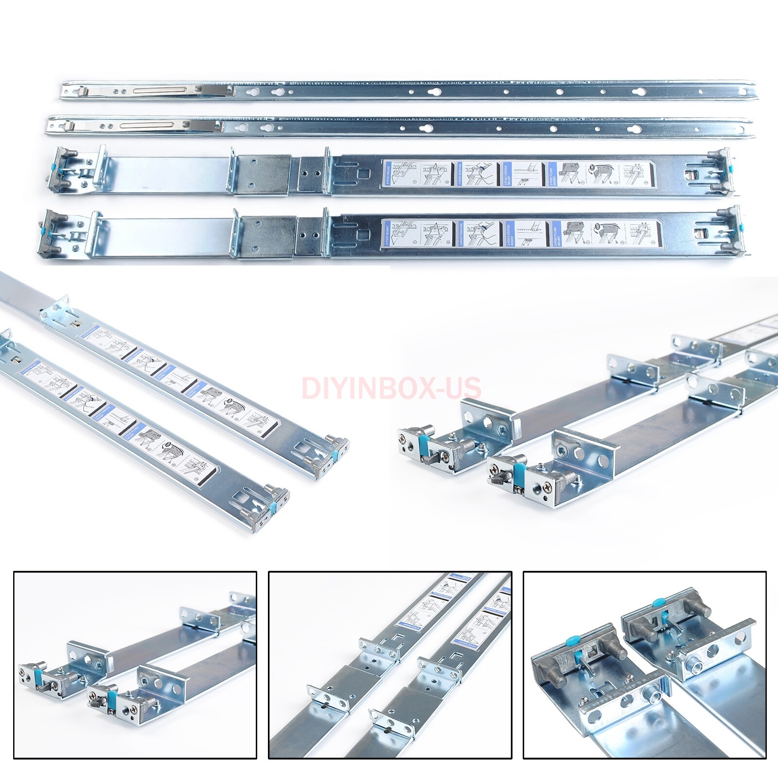Dell PowerEdge R320 R420 R620 R630 R640 1U Static Ready Rail Rails Kit 053D7M