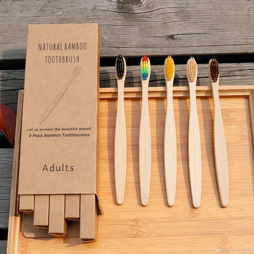 Bamboo Toothbrush 5 Pack Natural Biodegradable