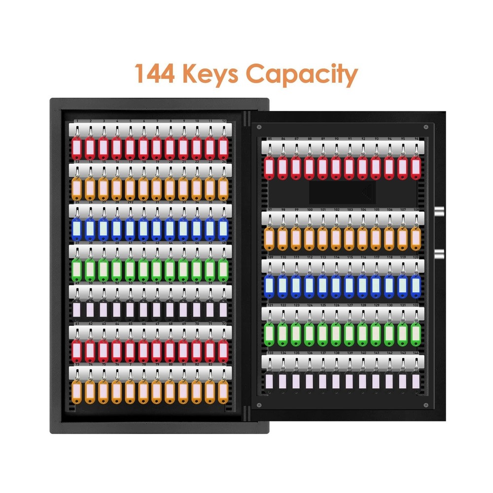 144 Position Key Lock Box Wall Mount with Combination Lock, Digital Key Cabin...